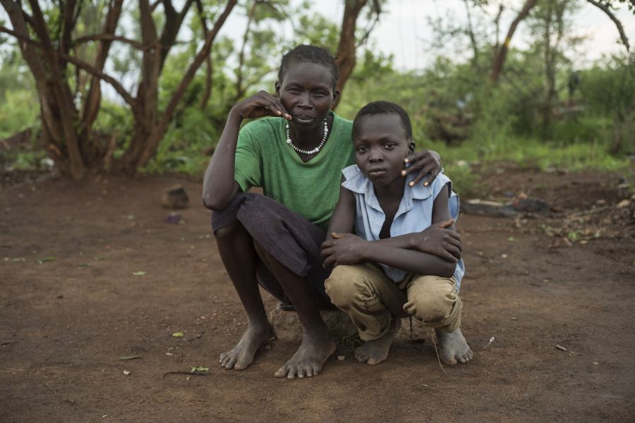 South Sudanese refugee Amina and her eldest son Charlie who was missing for 9 months. 