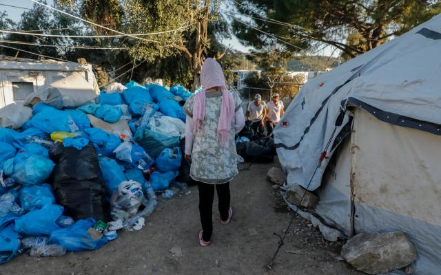 The 'Olive Grove' camp, which belongs to the EU refugees 'hotspot' of Moria in Lesvos, Greece. 