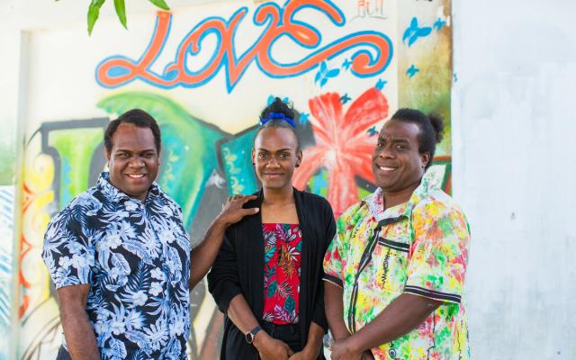 Yannick, Ivanka and Peter outside the Vanuatu Pride office.