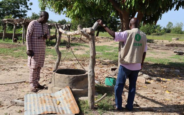 In Bla, torrential rains in July and August 2024 devastated fields, water points, latrines and other belongings. Here, a well that has been damaged by the heavy rains.