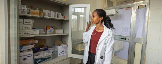 Midwife Lakech Zenebe has worked at the BirBir Health Clinic in the maternal/child health section for a year and half. She says that on average the clinic handles about 22 deliveries per month, and about three of them might have complications.