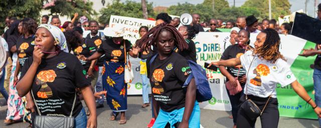 Feminist batucada march in honor of African Women's Day.