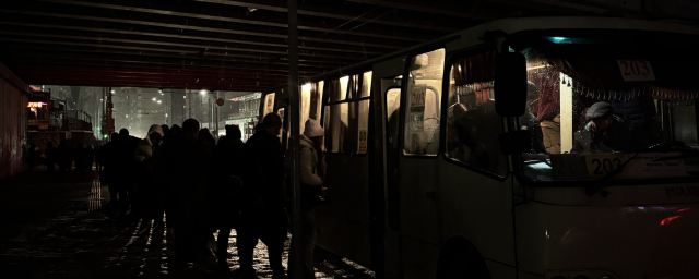 People line up at the bus station by Vitaliia Kushmyruk