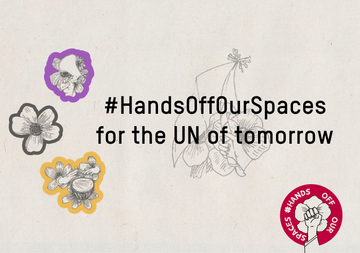 #HandsOffourSpaces for the UN of Tomorrow - campaign header image