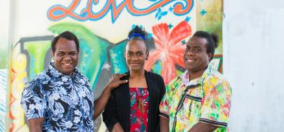 Yannick, Ivanka and Peter outside the Vanuatu Pride office.