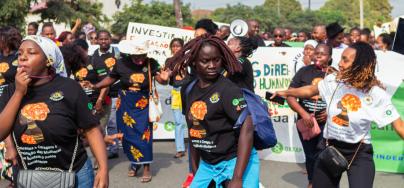Feminist batucada march in honor of African Women's Day.