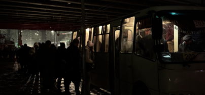 People line up at the bus station by Vitaliia Kushmyruk