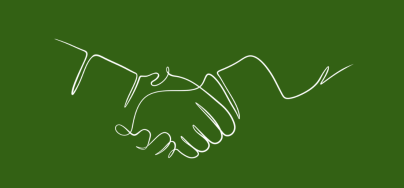 Line art illustration of two hands, interlocked