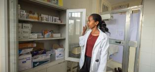 Midwife Lakech Zenebe has worked at the BirBir Health Clinic in the maternal/child health section for a year and half. She says that on average the clinic handles about 22 deliveries per month, and about three of them might have complications.