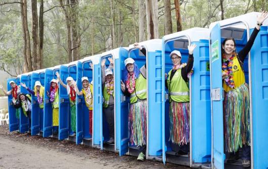 The Oxfam trailwalkers in Australia have a chance to win their own private toilet through their fundraising efforts. Photo credit: Jason Malouin/ Oxfam AUS